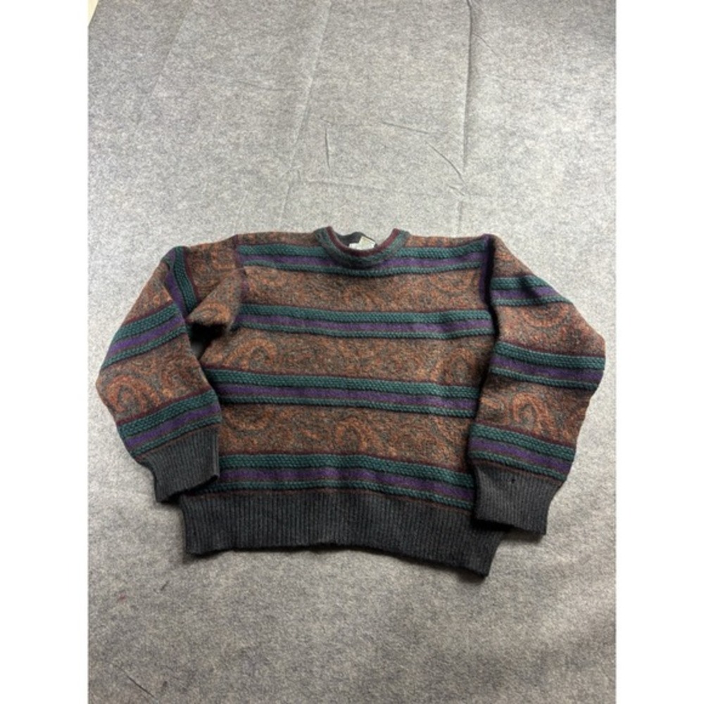 vtg 80s/90s neiman marcus SHRUNKEN Size S? 100% wool‎ sweater geometric Granola